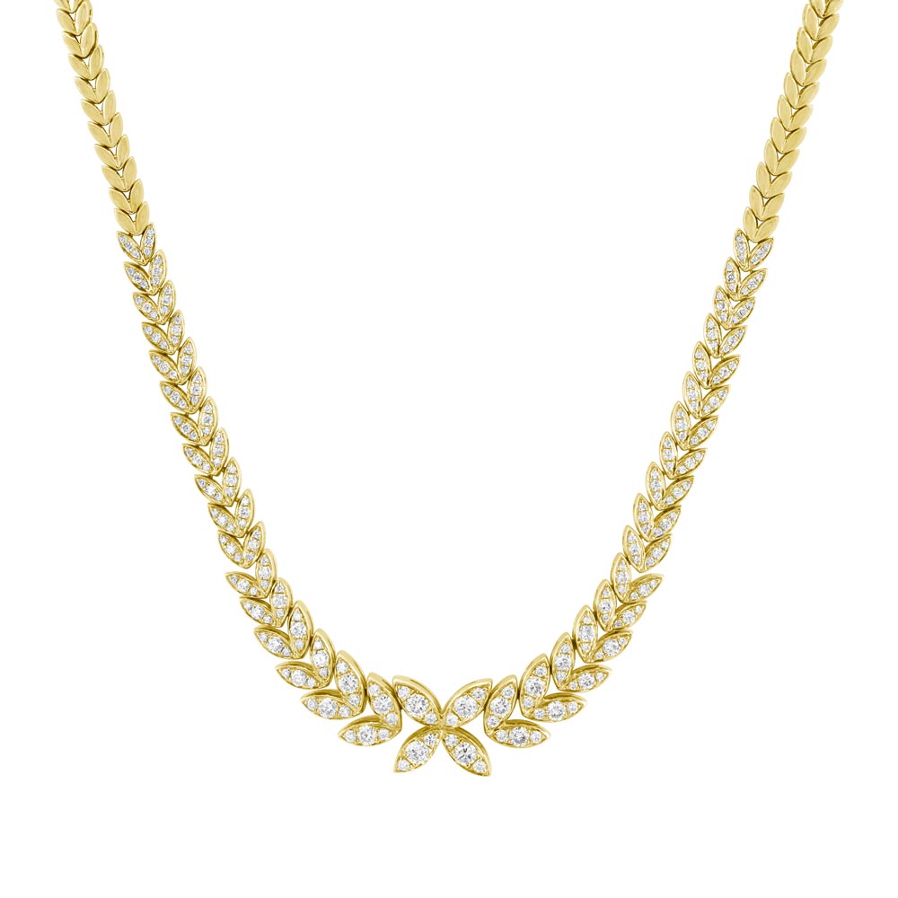 18ct Yellow Gold 2.63ct Diamond Barleycorn Necklace