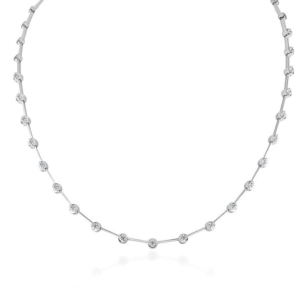 18ct white gold 1.26ct round brilliant cut diamond bar necklace