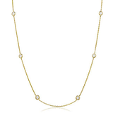 18ct yellow gold 0.88ct round brilliant cut diamond station necklace