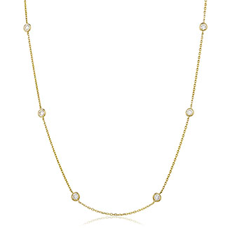 18ct Yellow Gold 1.54ct Round Brilliant Cut Diamond Station Necklace