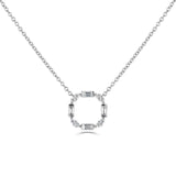 18ct white gold 0.36ct baguette and round brilliant cut diamond circle necklace