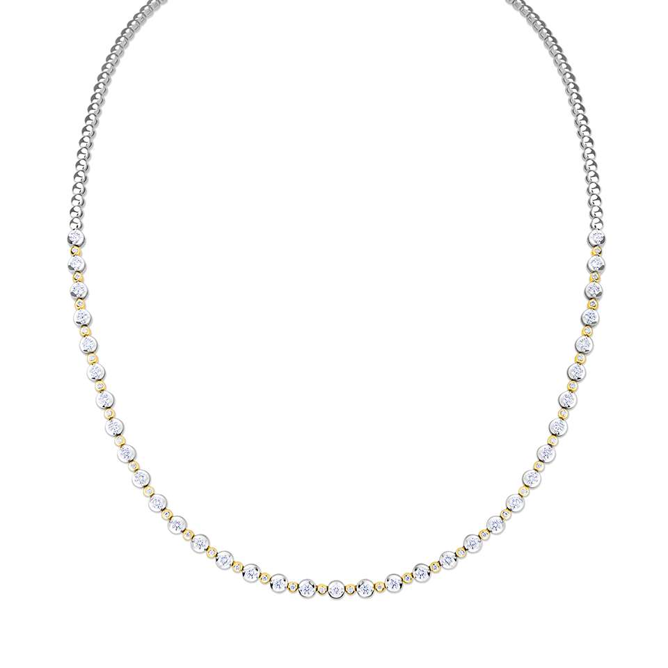 18ct white and yellow gold 2.00ct round brilliant cut diamond necklace