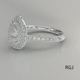 The Skye Duo Platinum Pear Cut Diamond Engagement Ring With Double Diamond Halo And Diamond Set Shoulders