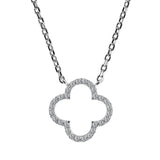 18ct White Gold 0.10ct Diamond Clover Pendant with Chain Closeup