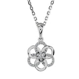 18ct White Gold 0.10ct Diamond Daisy Flower Pendant with Chain Closeup