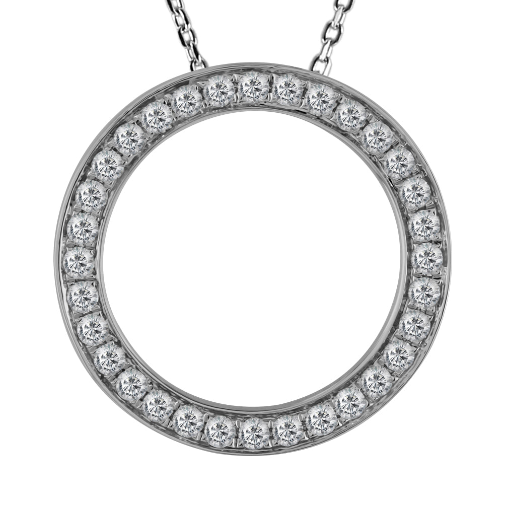 18ct White Gold 0.50ct Diamond Thick Circle Necklace