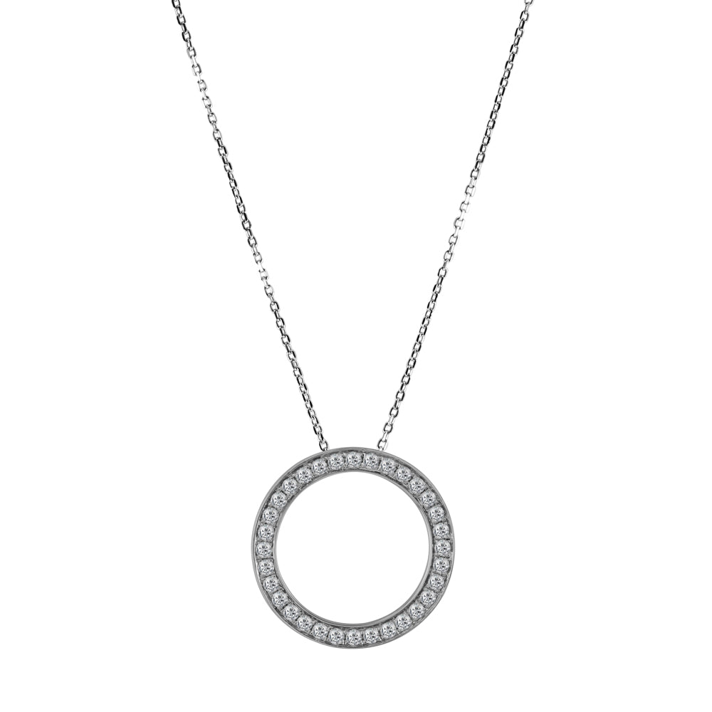 18ct White Gold 0.50ct Diamond Thick Circle Necklace