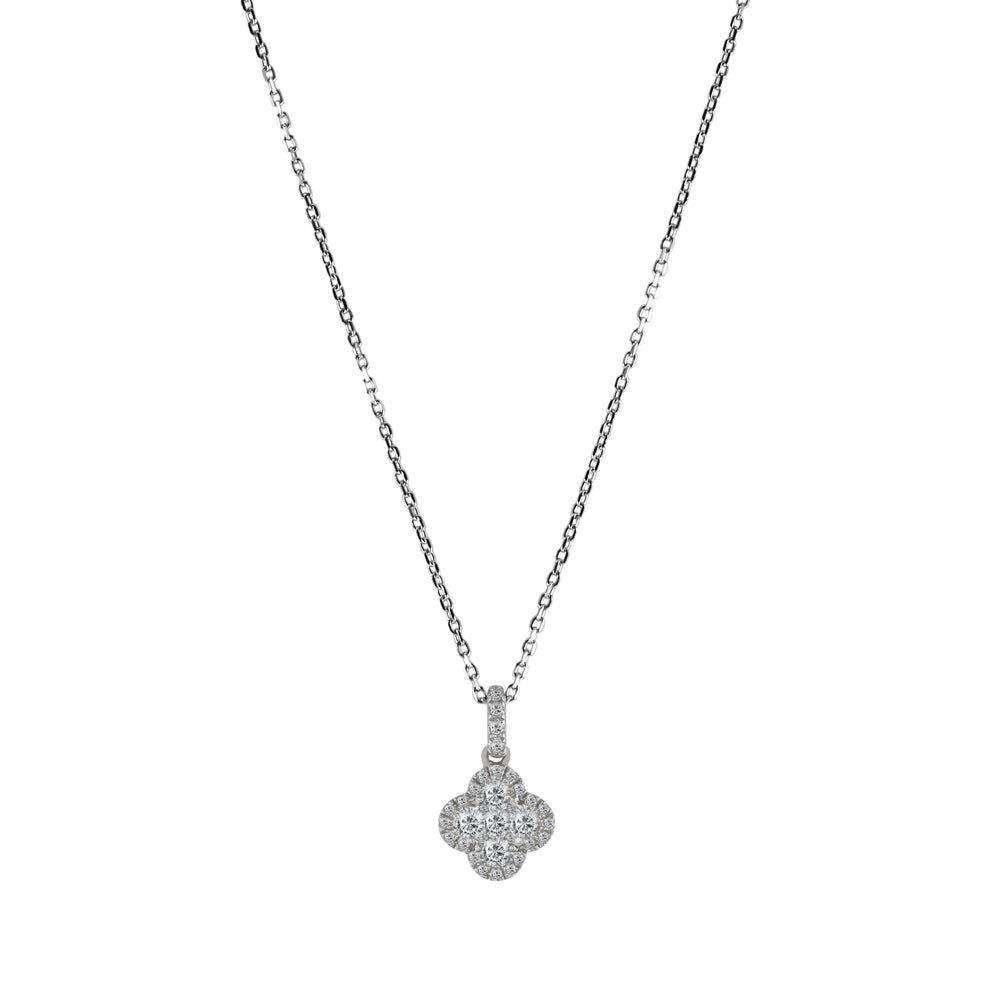 18ct White Gold 0.30ct Diamond Fancy Cluster Necklace