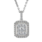 18ct White Gold 0.60ct Diamond Rectangle Cluster Pendant with Chain Closeup