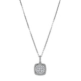 18ct White Gold 0.90ct Diamond Square Cluster Pendant with Chain Main