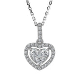 18ct White Gold 0.40ct Diamond Heart Cluster Pendant with Chain Closeup