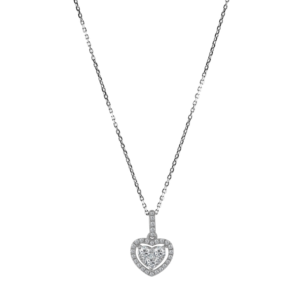 18ct White Gold 0.40ct Diamond Heart Cluster Pendant with Chain Main