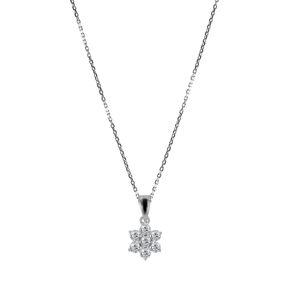 18ct White Gold 0.50ct Diamond Flower Cluster Necklace