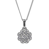 18ct White Gold 0.22ct Diamond Flower Cluster Necklace