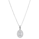 18ct White Gold 0.50ct Baguette and Round Brilliant Cut Diamond Oval Shaped Necklace