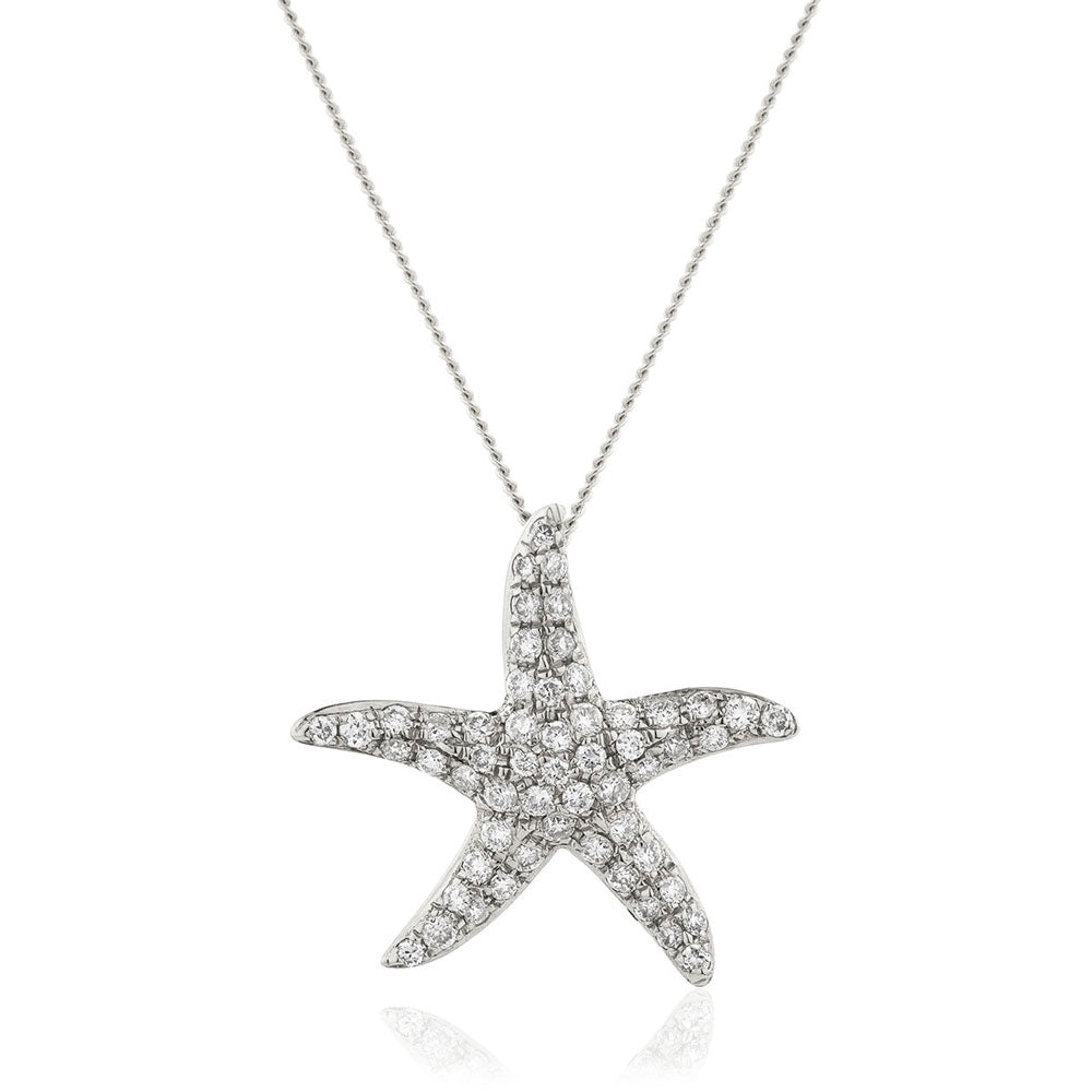 9ct White Gold 0.25ct Diamond Starfish Necklace