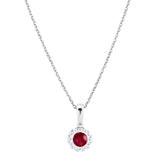 18ct White Gold 0.40ct Ruby And 0.13ct Diamond Halo Pendant