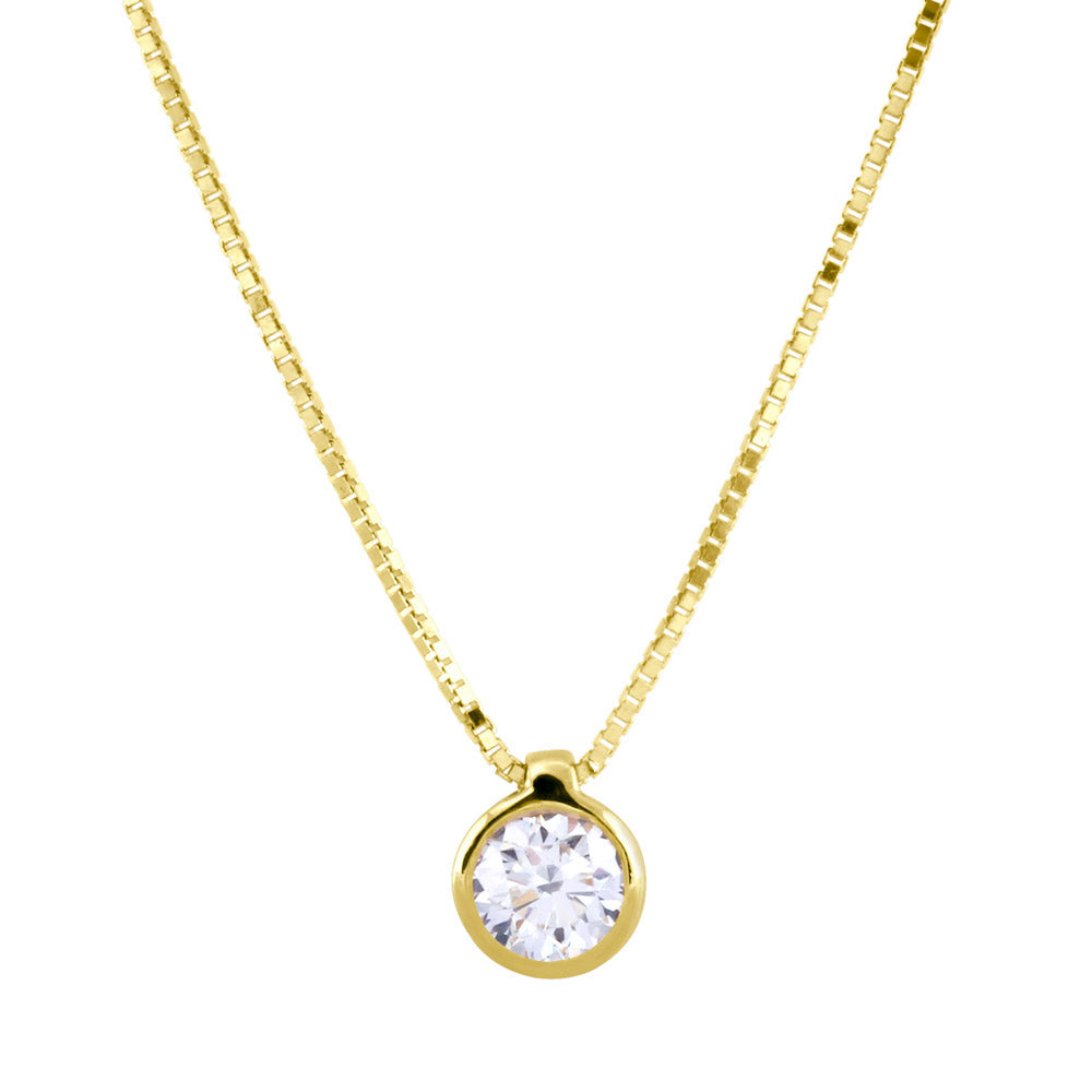 18ct Yellow Gold Bezel Set 0.10ct Diamond Necklace KMI3584YR5J