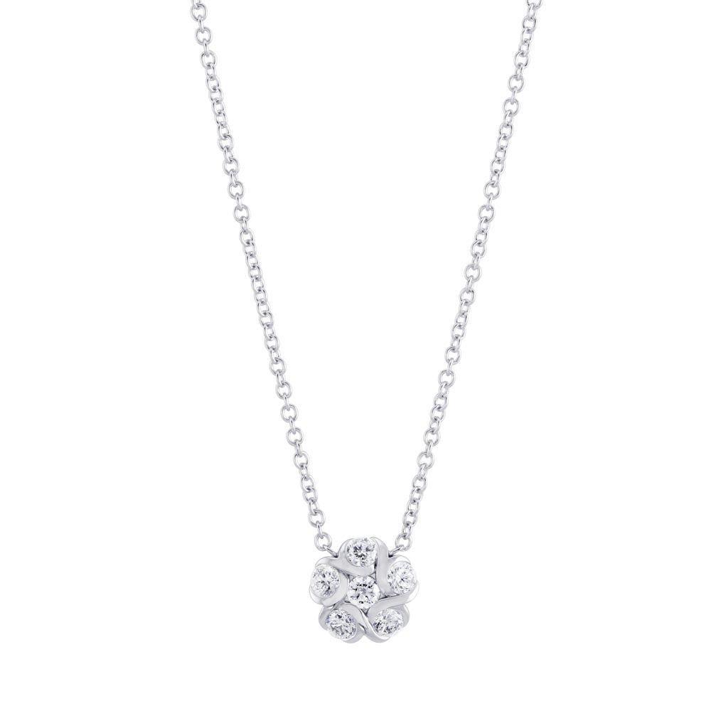 18ct White Gold 0.58ct Diamond Flower Necklace
