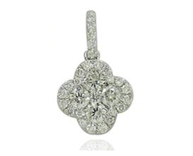 18ct White Gold 0.52ct Diamond Clover Necklace