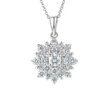 18ct white gold 0.56ct round brilliant cut diamond cluster flower necklace pendant close up
