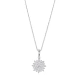 18ct white gold 0.56ct round brilliant cut diamond cluster flower necklace