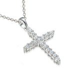 18ct white gold 0.25ct round brilliant cut diamond cross necklace