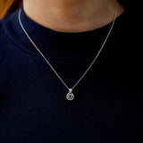 18ct White Gold 0.36ct Diamond And 0.13ct Sapphire Pendant