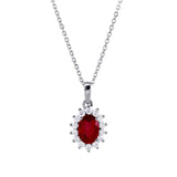 18ct White Gold 1.04ct Oval Ruby and 0.27ct Diamond Cluster Necklace