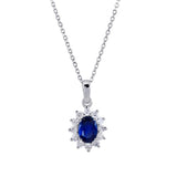 18ct White Gold 0.88ct Oval Cut Blue Sapphire and 0.30ct Diamond Necklace