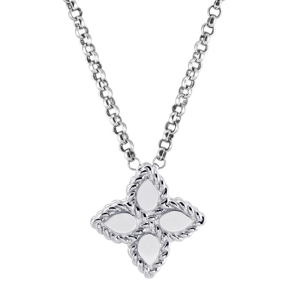Roberto Coin 18ct White Gold Princess Flower Necklace AR777CL0677