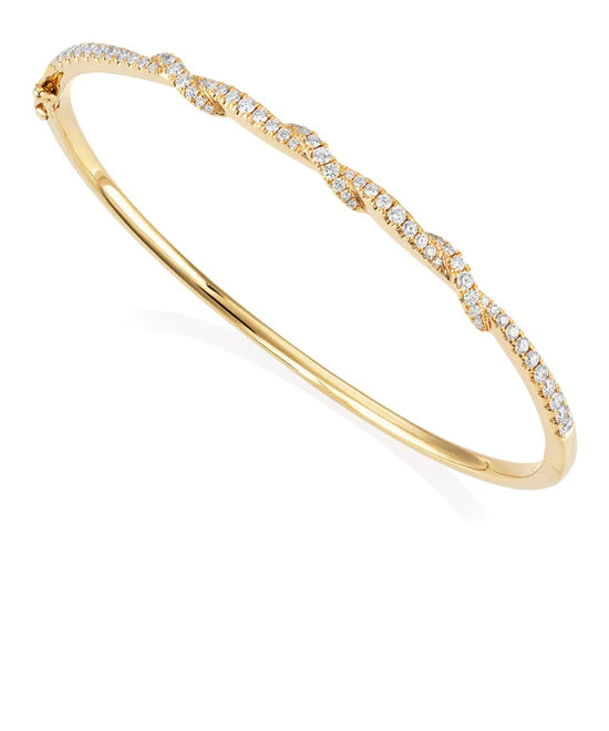 18ct Yellow Gold 0.76ct Diamond Twist Bangle