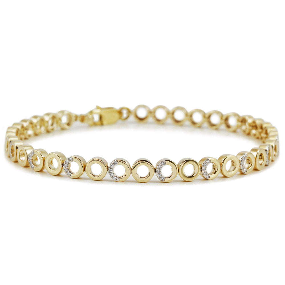 9ct Yellow Gold Diamond Circle Bracelet GB454