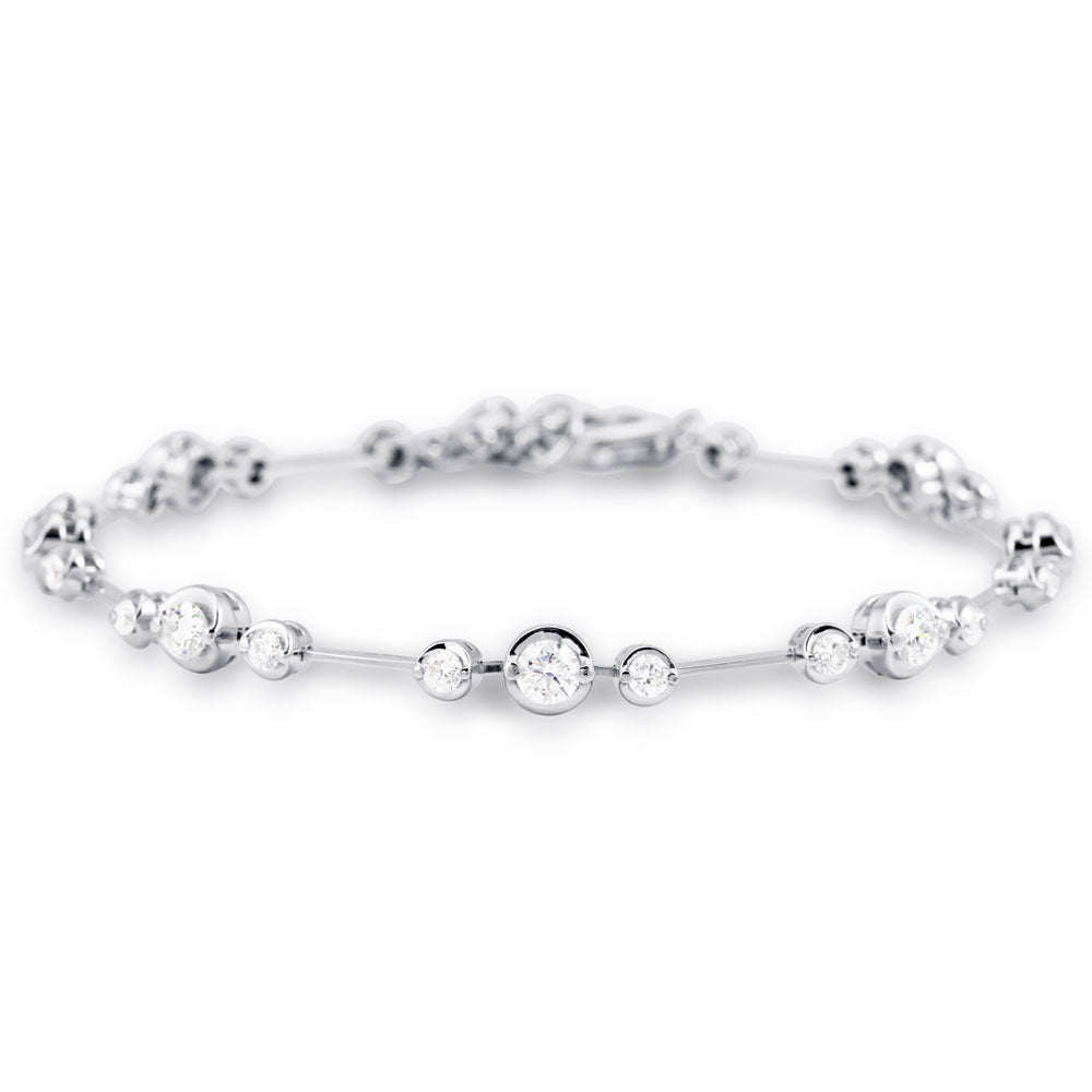 18ct White Gold 1.77ct Diamond Trilogy Bar Set Bracelet