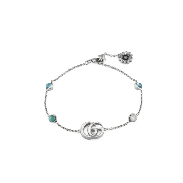 gucci gg marmont silver floral bracelet