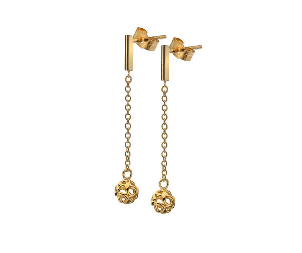 9ct yellow gold infinity bead drop earrings