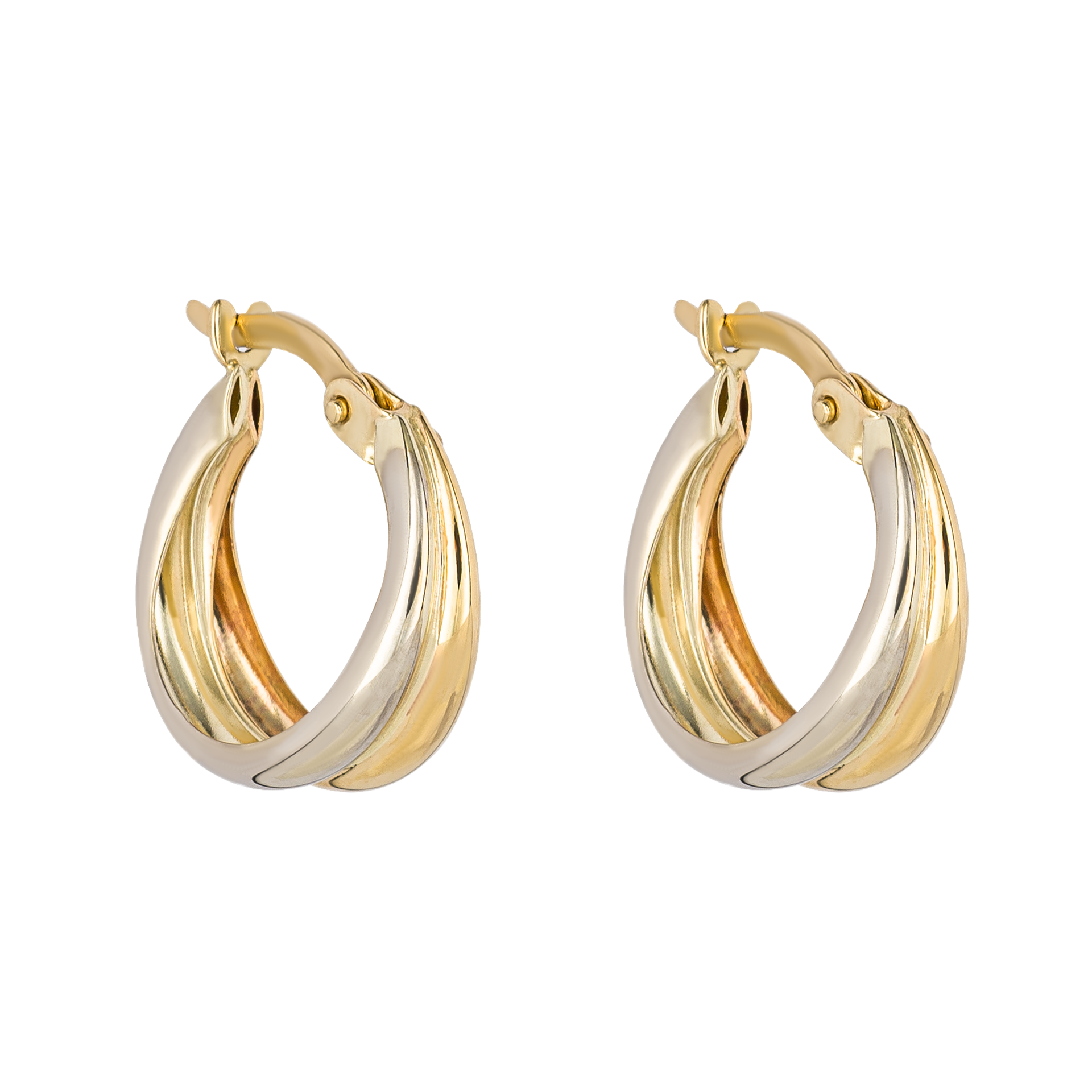 9ct yellow and white gold double hoop earrings