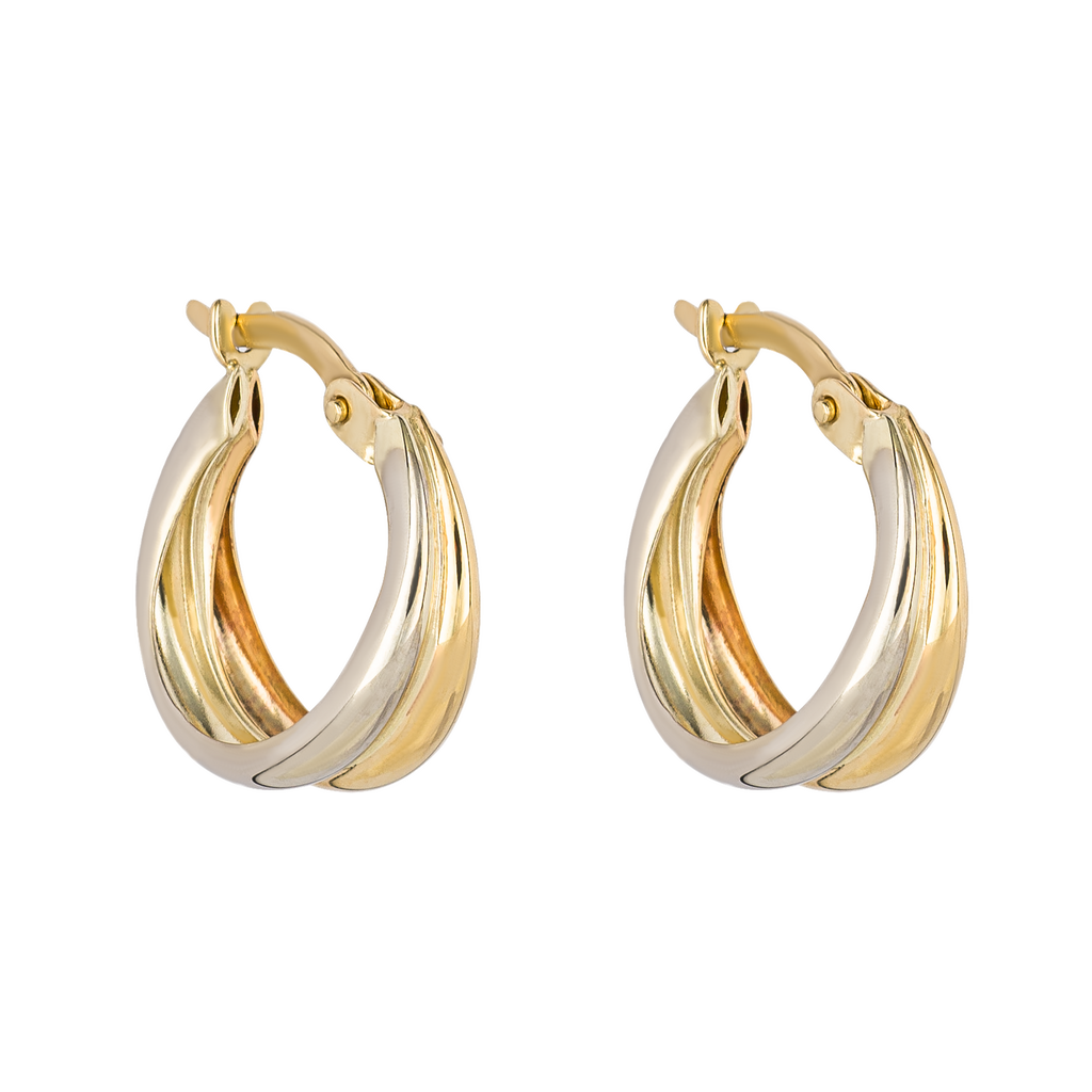 9ct Yellow And White Gold Double Hoop Earrings