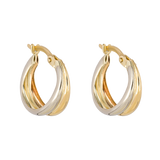 9ct yellow and white gold double hoop earrings