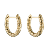 9ct yellow gold snake effect huggie hoop earrings