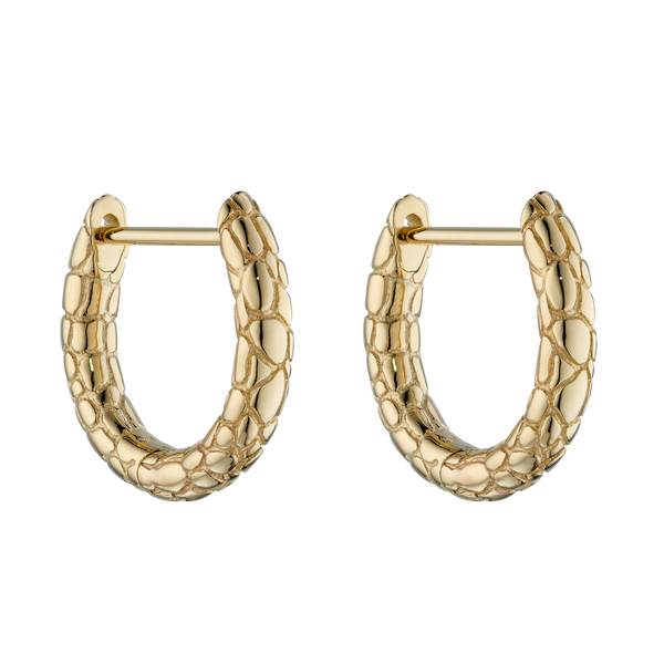 9ct yellow gold snake effect huggie hoop earrings