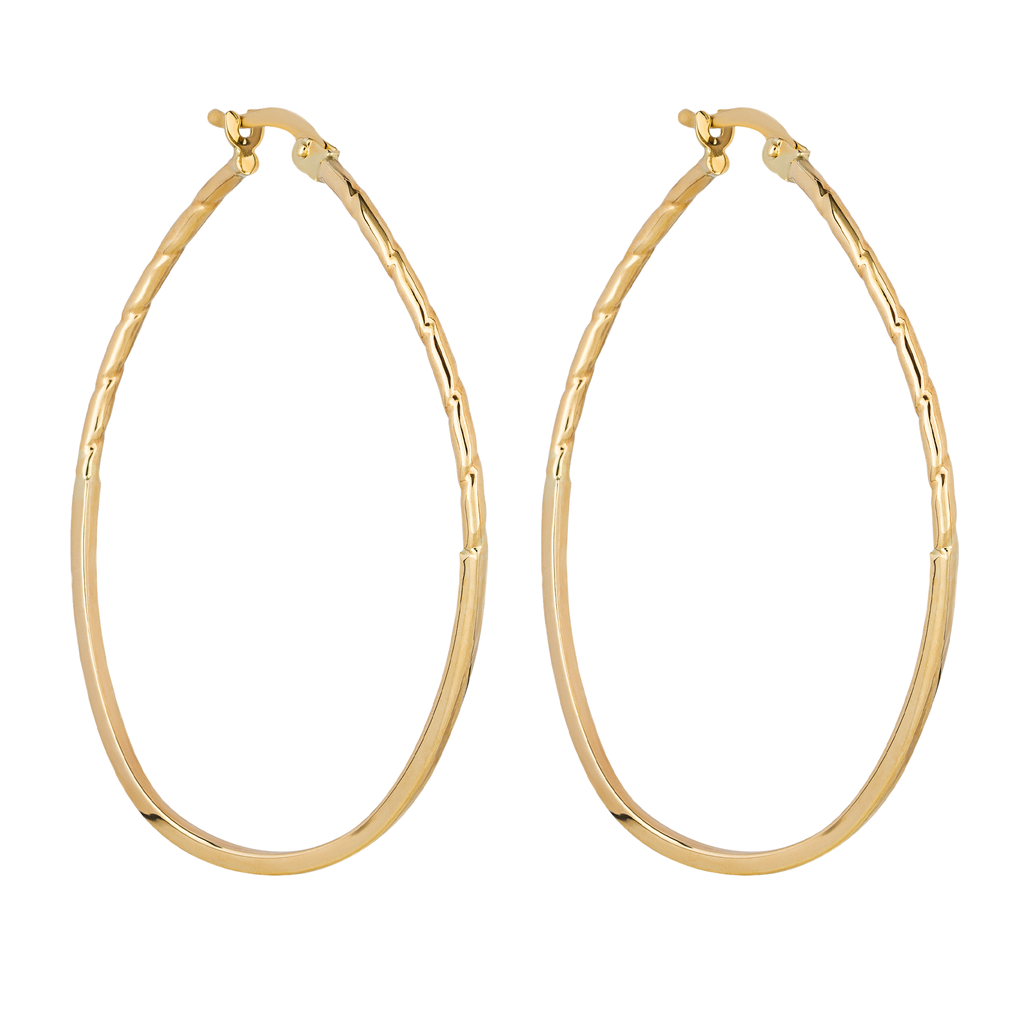 9ct Yellow Gold Large Oval Twisted Hoop Earrings GE2411