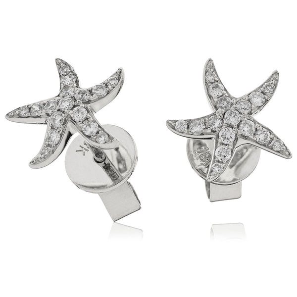 9ct White Gold 0.18ct Diamond Starfish Stud Earrings