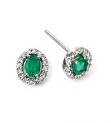 9ct white gold emerald and diamond halo stud earrings