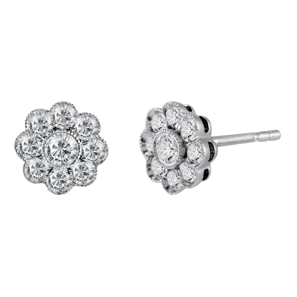 18ct White Gold 0.45ct Diamond Cluster Stud Earrings