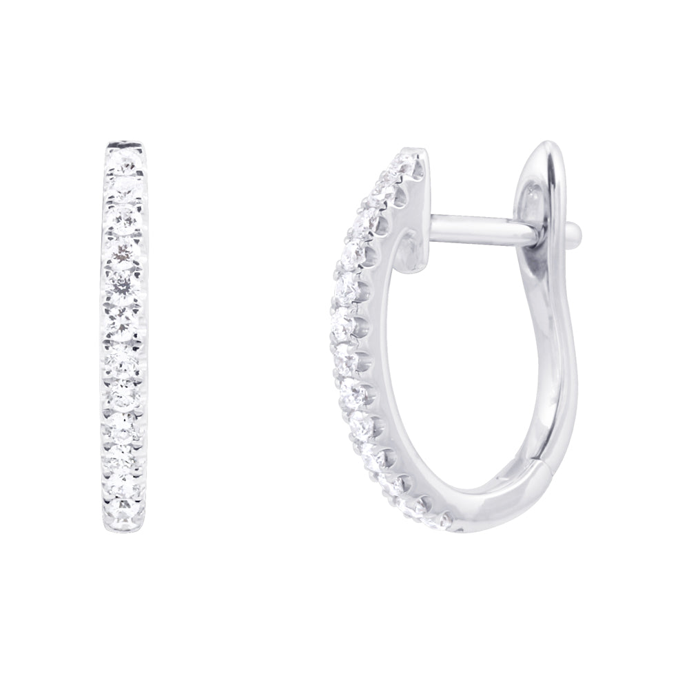 18ct White Gold 0.19ct Diamond Oval Hoops Earrings