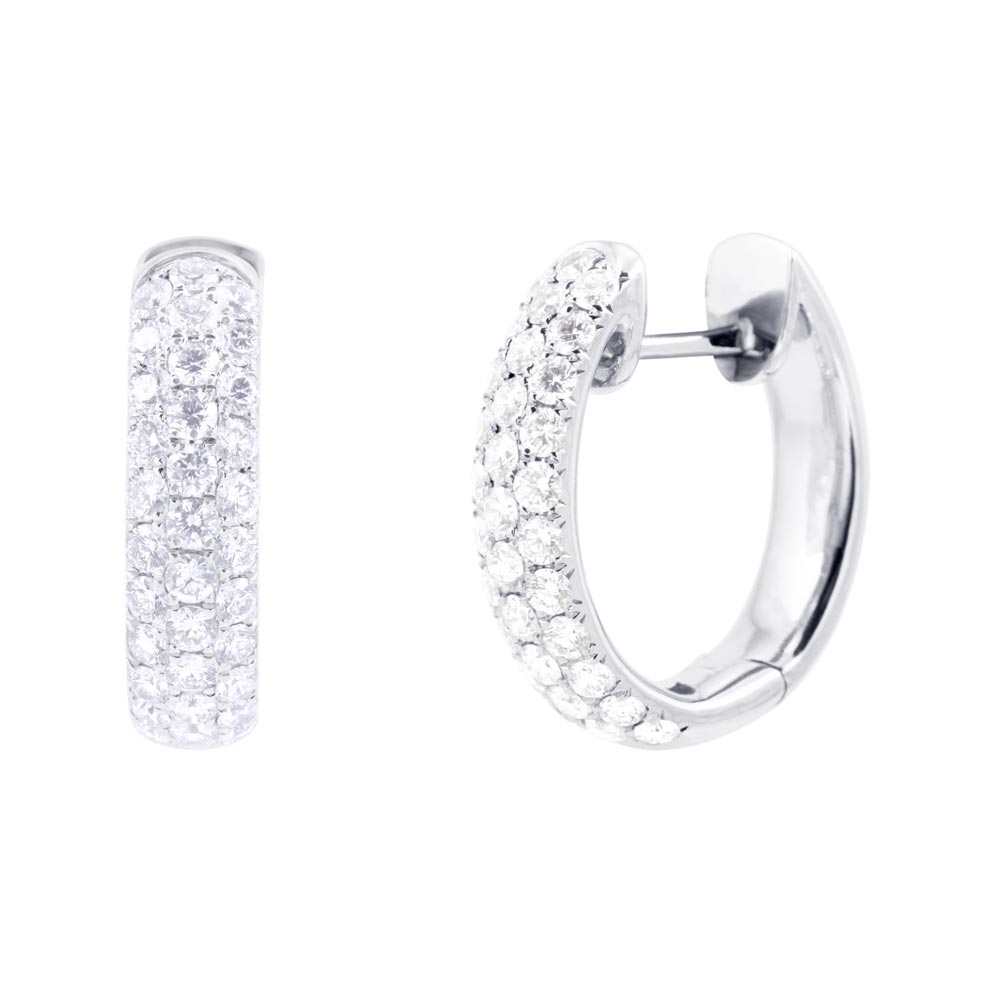 18ct White Gold 1.72ct Pave Diamond Hoop Earrings