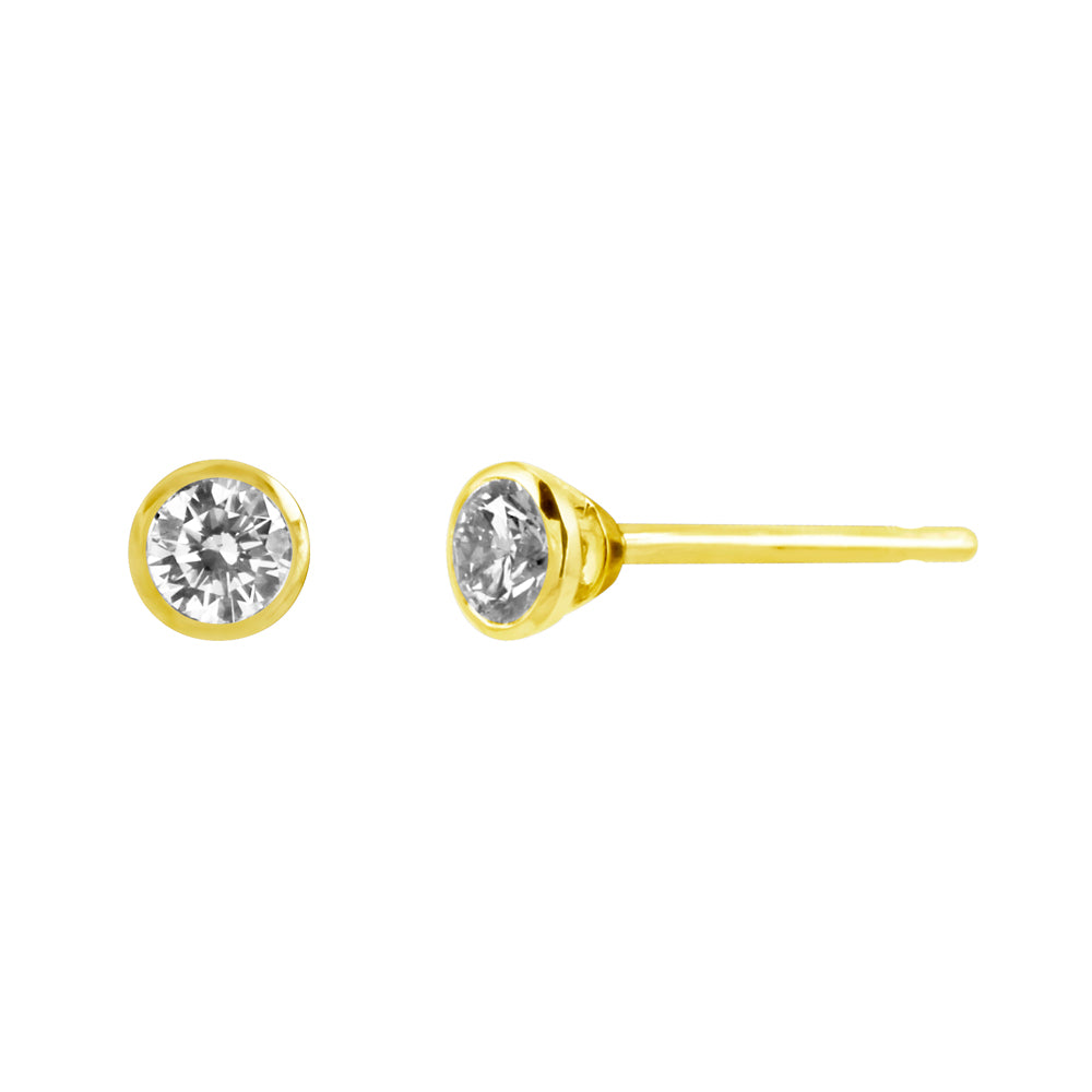 18ct Yellow Gold Bezel Set 0.20ct Diamond Stud Earrings KML1644YR5J