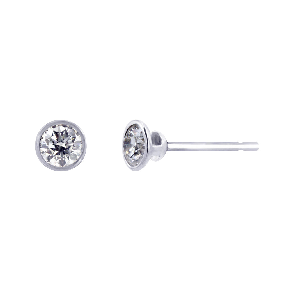 18ct White Gold Bezel Set 0.20ct Diamond Stud Earrings KML1644WR5J