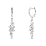 18ct White Gold 0.88ct Baguette and Round Brilliant Cut Diamond Zig Zag Drop Earrings